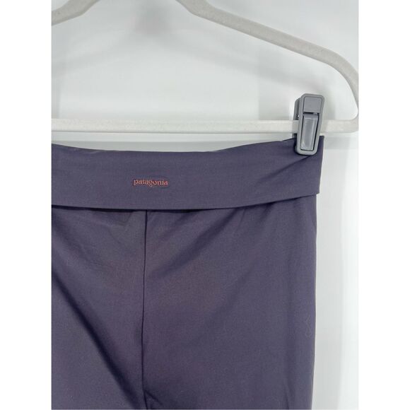 Patagonia Women size Small Cropped Yoga Pant Capri Gray Foldover Waist Slit Hem - Picture 4 of 11